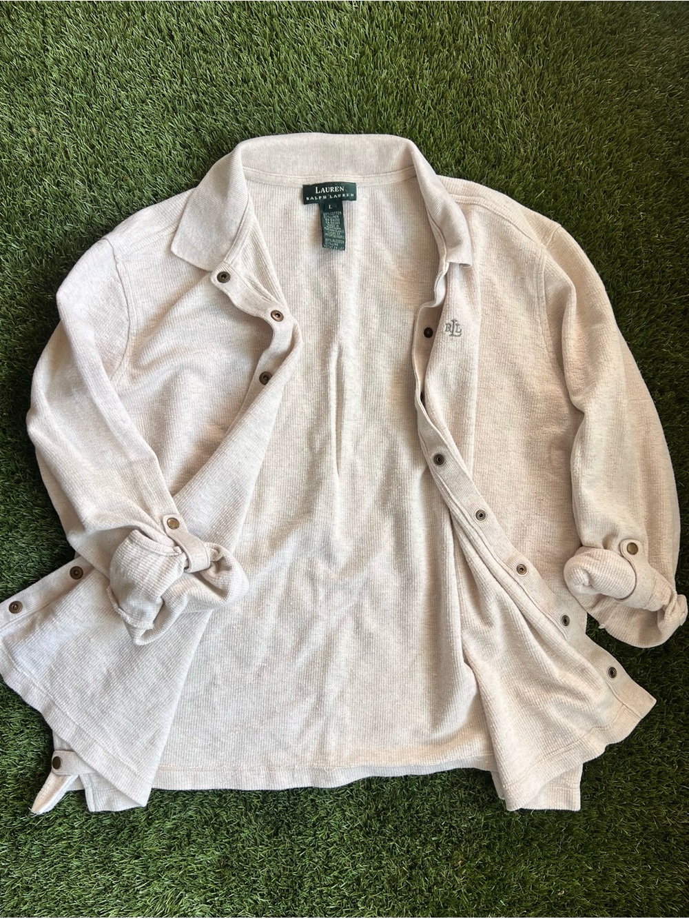 Lauren Ralph Lauren Cotton Blend Snap Button Front Shirt Womens Large